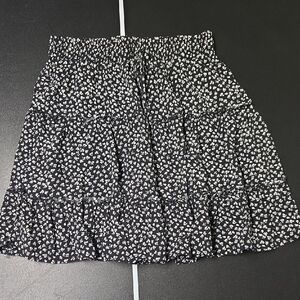 Japna Black and White Floral A-Line Skirt